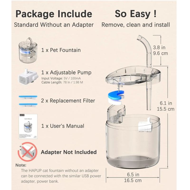 Comprar Fuente Bebedero Gato Transparente en Electroshopy - Ángulo 2